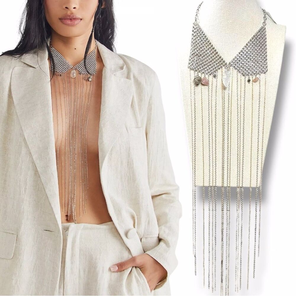 Free People Ariana Ost No Halo Body Chain Necklace Fringe Bohemian Festival NWT